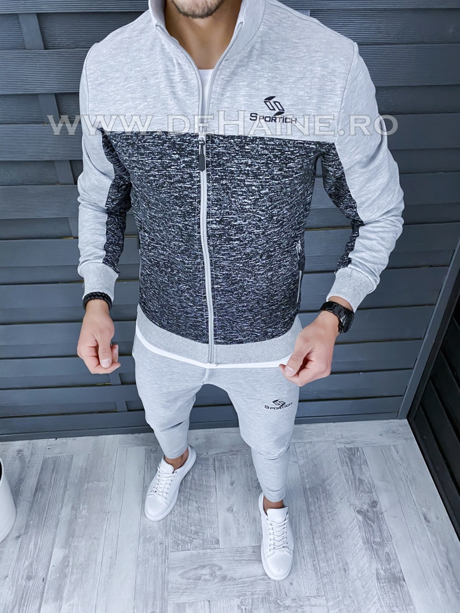 Trening barbati pantaloni + hanorac gri a9573 83-2